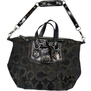 Coach Madison Audrey Op Art Satchel F0969-14294 Black Patent Trim Bag 14x10